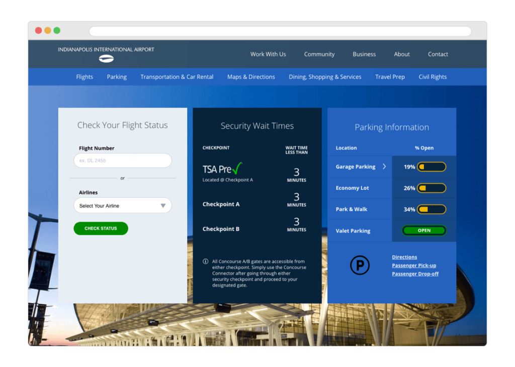 Screenshot of homepage of IND.com