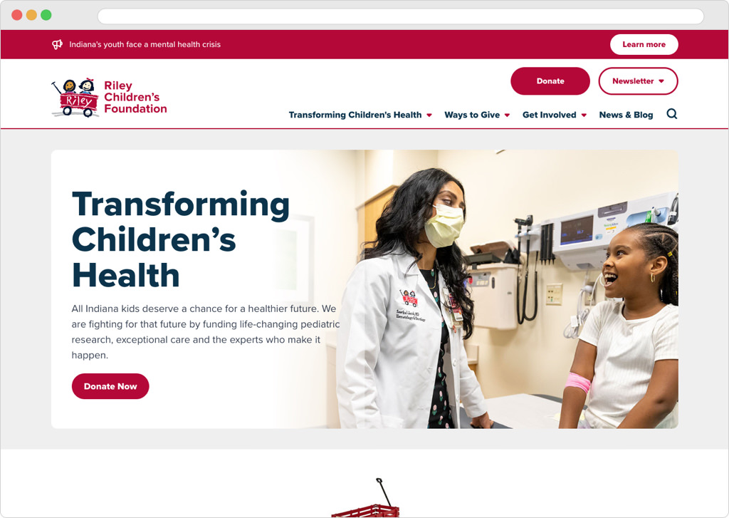 Screenshot of homepage of RileyKids.org